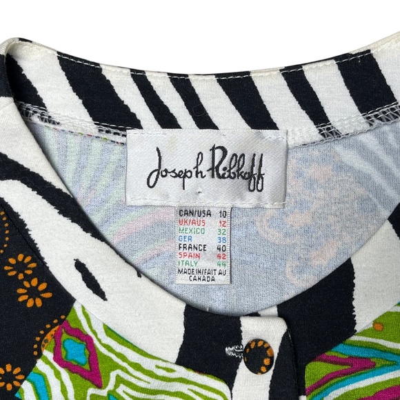 Joseph Ribkoff Women's Cardigan Colorful Abstract Print Zebra Stripe Size 10 - Picture 6 of 8